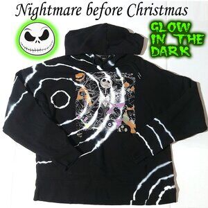 Nightmare Before Christmas Tie-Dye Hoodie size medium Glow in the dark graphic